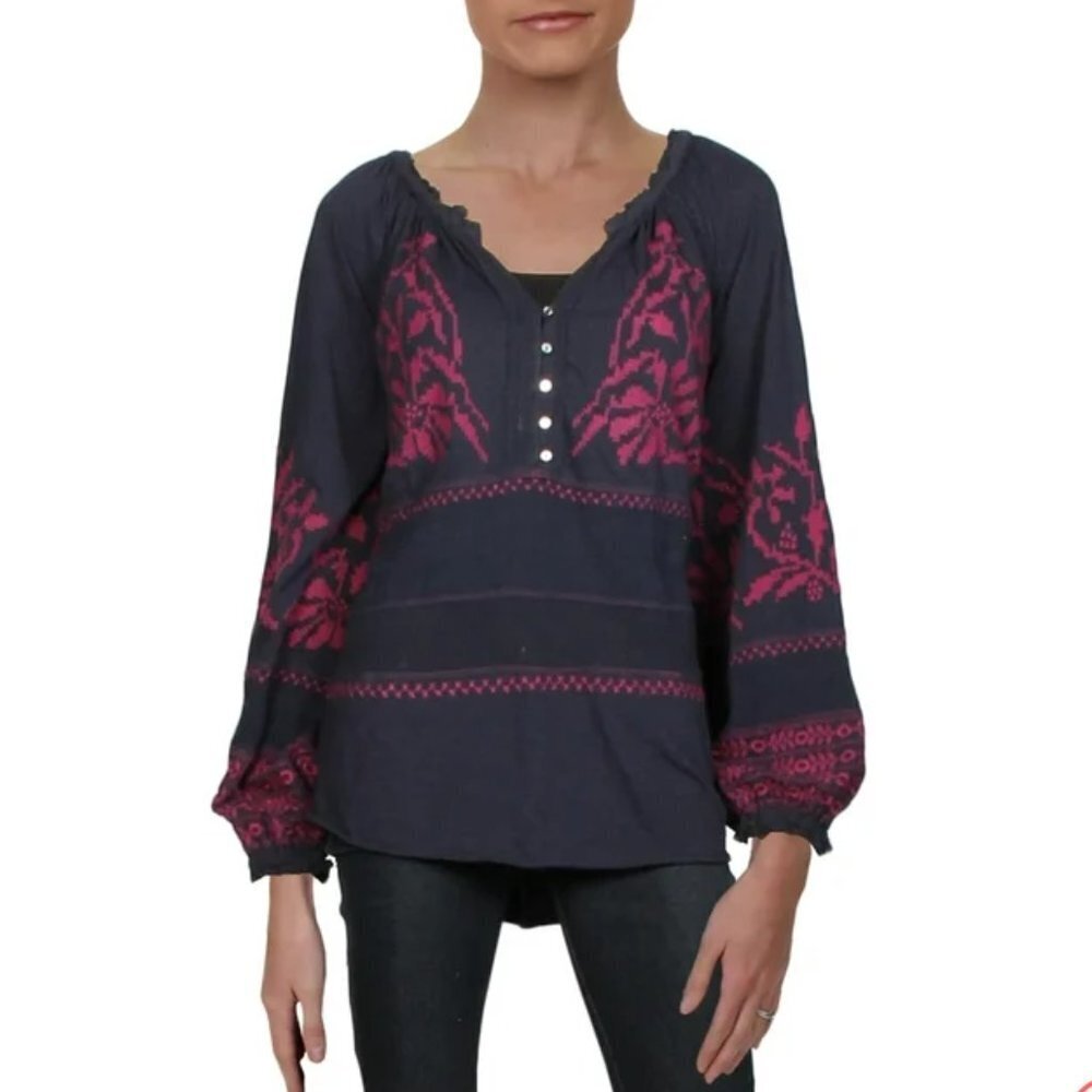 FREE PEOPLE BLUE PERSUASION TOP NWOT sz M